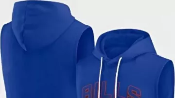 Buffalo Bills Sideline Sleeveless Blue Hoodie worn by him (Stefon Diggs) as seen in Buffalo Bill