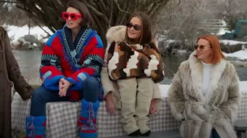 Alanui Icon Jacquard Belted Cardigan worn by Bronwyn Newport as seen in The Real Housewives of Salt Lake City (S06E01)