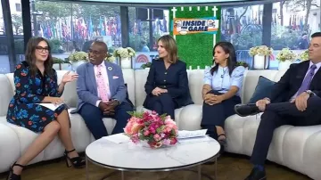 Veronica Beard Kimra Pants worn by Savannah Guthrie in Today on September 15, 2025