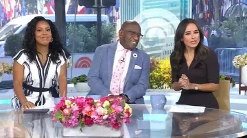 Reiss Gemma Scarf Print Dress worn by Sheinelle Jones as seen in Today on September 15, 2025