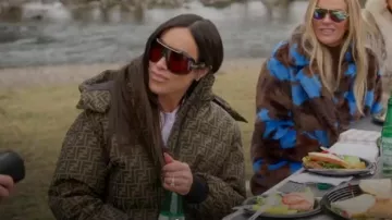 Fendi Brown Down Jacket worn by Angie Katsanevas as seen in The Real Housewives of Salt Lake City (S06E01)