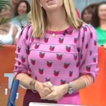 Pink Strawberry Print Sweater worn by (Jill Martin) in The Today Show 2025