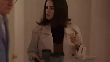 Only Murders in the Building Selena Gomez Pinstripe Trench Coat worn by Mabel Mora (Selena Gomez) in Only Murders in the Building