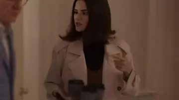 Only Murders in the Building Selena Gomez Pinstripe Trench Coat worn by Mabel Mora (Selena Gomez) in Only Murders in the Building