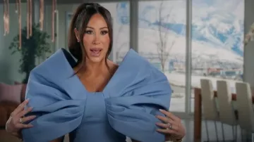 Oscar de la Renta Draped Bow-Sleeve Mini Dress With Train worn by Angie Katsanevas as seen in The Real Housewives of Salt Lake City (S06E01)