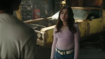 Dickies White Grommet Leather Belt worn by Caitlyn Torres (Melissa Collazo) as seen in Motorheads (S01E05)