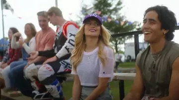 Champion Uo Exclusive Mesh Cropped Tee Top worn by Alicia Whitaker (Mia Healey) as seen in Motorheads (S01E06)