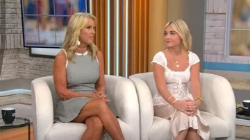 Alice + Olivia Sima Dropwaist Mini Dress worn by Elin Hilderbrand as seen in CBS Mornings on September 16, 2025