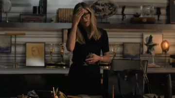 Celine Medium 25MM Triomphe Belt IN Taurillon Leather worn by Alex Levy (Jennifer Aniston) as seen in The Morning Show (S04E01)