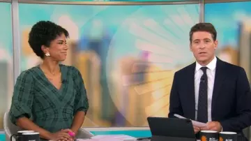 Robe à carreaux Emmaline de Tanya Taylor portée par Adriana Diaz vue dans CBS Mornings le 16 septembre 2025