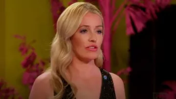Ganni V-Neck Beaded Panel Mini Dress worn by Cat Deeley as seen in The Joe Schmo Show (S01E07)