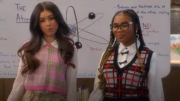 Re/done Check V-Neck Vest worn by Shelly Sharp (J' Adore Elizabeth) as seen in Electric Bloom (S01E01)