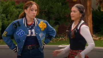 Akira Lattice Patch Denim Jacket worn by Jade Castillo (Carmen Sánchez) as seen in Electric Bloom (S01E02)