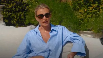 Camisa de algodón 100% a rayas azules de Whistles usada por Billie Faiers como se ve en Sam & Billie: Sister Act (S01E05)