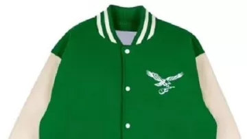 Recreación - Chaqueta verde Varsity Letterman de los Philadelphia Eagles Zach Bryan