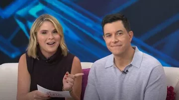 Club Monaco Long-Sleeve Textured Johnny Collar Knit Polo worn by Tom Llamas as seen in Today  with Jenna & Friends on September 18, 2025