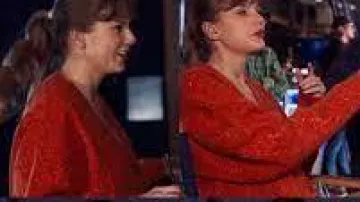 The Life Of A Showgirl Orange Cardigan of Taylor Swift in The Life of a Showgirl MOVIE Taylor Swift
