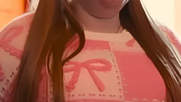 The Inheritance Hannah Pink & White Bow Sweater