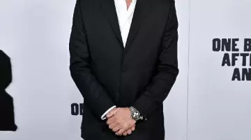 Black Suit worn by Leonardo DiCaprio in ONE BATTLE AFTER ANOTHER Premiere - Leonardo DiCaprio, Chase Infiniti, Regina Hall