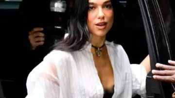 NYC White Striped Shirt worn by Dua Lipa in Dua Lipa Inside the 2023 Met Gala