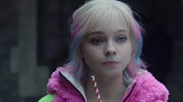 Wednesday Pink Teddy Fur Vest worn by Enid Sinclair (Emma Myers) as seen in Wednesday (S02E08)