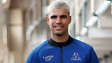Team Europe Laver Cup Blue Jacket worn by Carlos Alcaraz in Team Europe Walk-Out | Laver Cup 2025