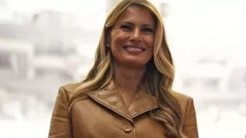 First Lady Brown Blazer worn by Melania Trump in First Lady Melania Trump: US UK State Visit 2025