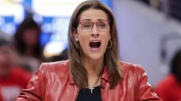 WNBA Playoffs Red Leather Jacket worn by Stephanie White in Stephanie White Was Frustrated By Referees During Indiana Fever vs Atlanta Dream WNBA Playoffs