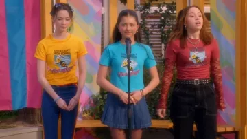 Alice + Olivia Lanna Pleated Denim Miniskirt worn by Posey (Lumi Pollack) as seen in Electric Bloom (S01E03)