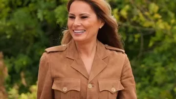 Melania Trump 2025 Chaqueta Safari de Gamuza