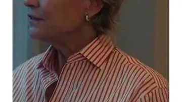 The Girlfriend 2025 Laura Sanderson Red Striped Shirt worn by Laura (Robin Wright) in The Girlfriend (S01)