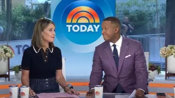 Suéter de puntilla de viscosa Tory Burch usado por Savannah Guthrie como se ve en Today el 19 de septiembre de 2025