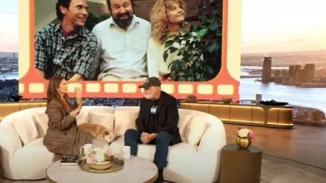 Saint Laurent Prince of Wales Check Trousers worn by Drew Barrymore as seen in The Drew Barrymore Show on  September 22, 2025