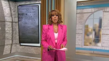 Sergio Hudson Double Breasted Denim Blazer worn by Gayle King in CBS Mornings on September 22, 2025