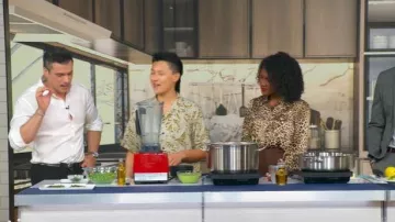 Saint Laurent Camp-collar Printed Twill Shirt worn by Melissa King as seen in Good Morning America on September 23, 2025