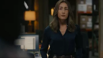 Theory Classic Fitted Shirt worn by Detective Renée Ballard (Maggie Q) as seen in Ballard (S01E08)