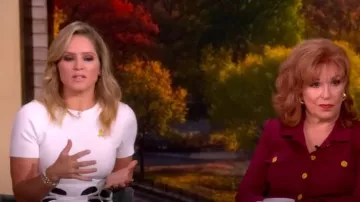 Cult Gaia Eres Cut Out Floral Top worn by Sara Haines as seen in The View on September 23, 2025