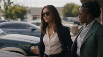 Theory Cap Sleeve Shirt in Silk Georgette worn by Detective Renée Ballard (Maggie Q) as seen in Ballard (S01E09)
