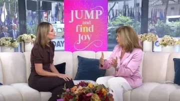 LK Bennett Rose Italian Satin Jacket worn by Hoda Kotb as seen in Today on September 23, 2025