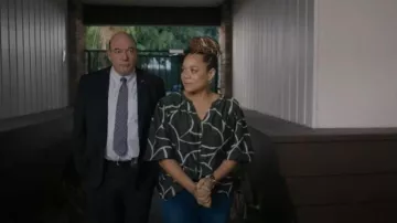 Velvet by Graham & Spencer Betty Printed Silk Cotton Voile Top worn by Samira Parker (Courtney Taylor) as seen in Ballard (S01E09)