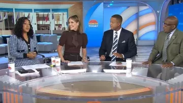 Derek Lam 10 Crosby Ky Stretch Tweed Cardigan Jacket worn by Sheinelle Jones as seen in Today on September 23, 2025