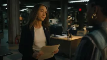 Theory Carissa Blazer worn by Detective Renée Ballard (Maggie Q) as seen in Ballard (S01E09)