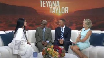 Eliza J Fringe Detail Sleeveless Tweed Dress by Dylan Dreyer comme on le voit dans Today le 23 septembre 2025