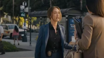 Theory Silk Straight Shirt worn by Detective Renée Ballard (Maggie Q) as seen in Ballard (S01E10)