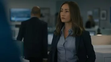 Theory Classic Fitted Shirt worn by Detective Renée Ballard (Maggie Q) as seen in Ballard (S01E10)