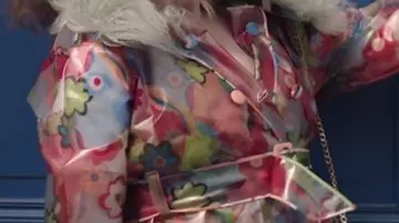 Floral Trench Coat worn by Jessica Salmon (Megan Stalter) in TV Series Too Much 2025