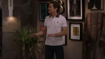 Moncler Striped Collar Cotton Piquet Polo Shirt worn by Jerry Frank (Matt Bomer) as seen in Mid-Century Modern (S01E07)