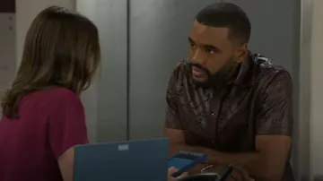 Ron Thompson Cut-out Laser Leather Shirt worn by Andre Richardson (Sean Freeman) as seen in Beyond the Gates (S01E128)