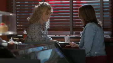 Paige Arlette Blouse worn by Jan Morgan (Jerri Tubbs) as seen in Beyond the Gates (S01E128)