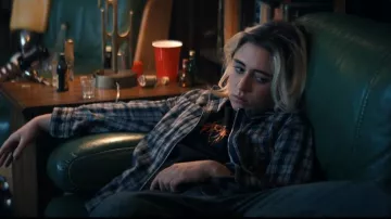 Zumiez Empyre Browser Tan Flannel Shirt worn by Emma Meyer / Little Cricket (Lizze Broadway) as seen in Gen V (S02E01)